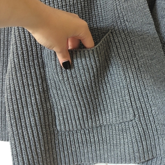 The Beach People The Twin Palms Ribbed Knit Open Front Cardigan Sweater Gray M/L - Picture 7 of 14